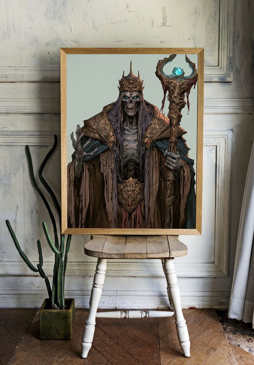 Undead Necromancer Illustration Poster. — room view 1