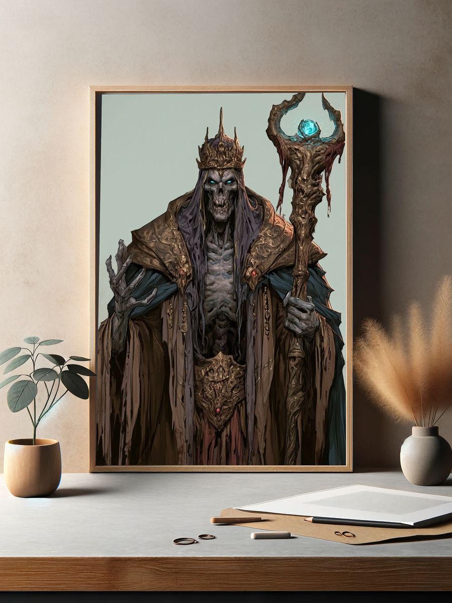 Undead Necromancer Illustration Poster. — room view 2