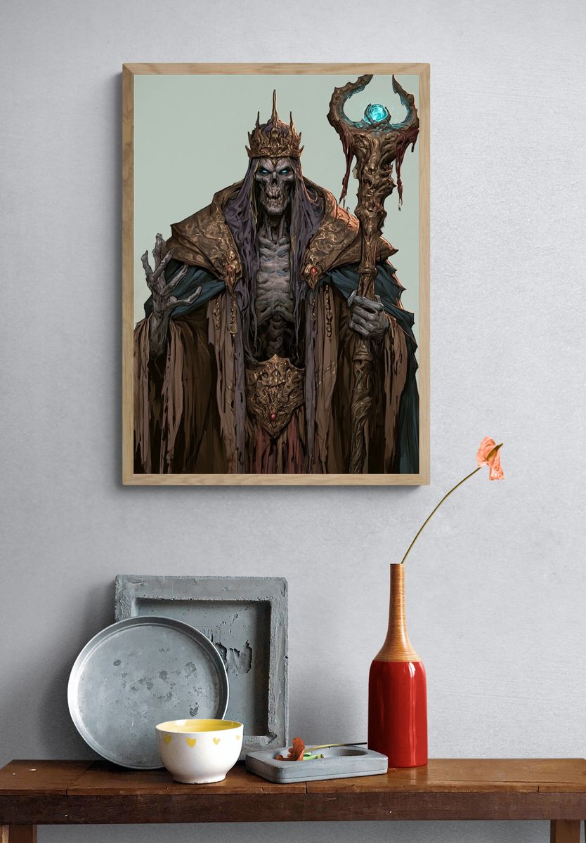 Undead Necromancer Illustration Poster. — room view 3