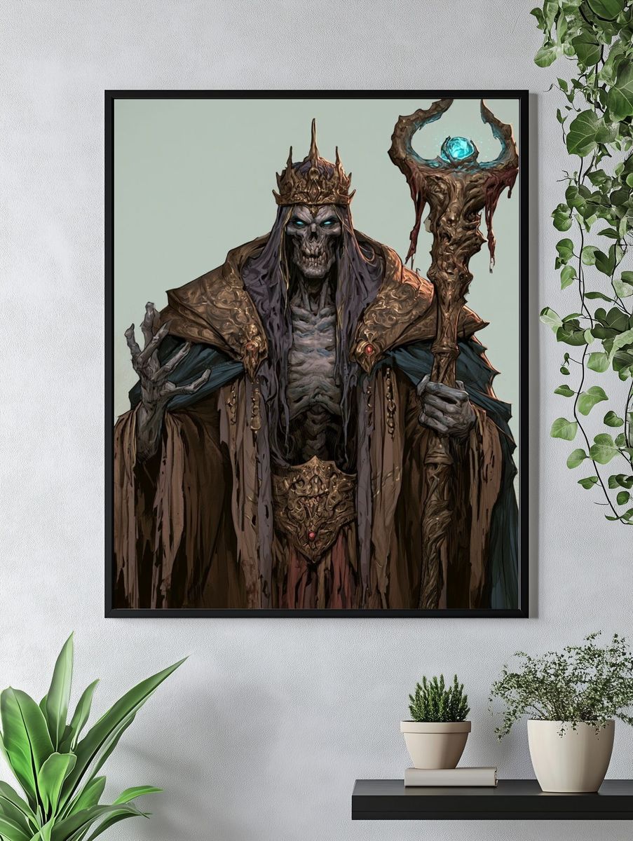 Undead Necromancer Illustration Poster. — room view 4