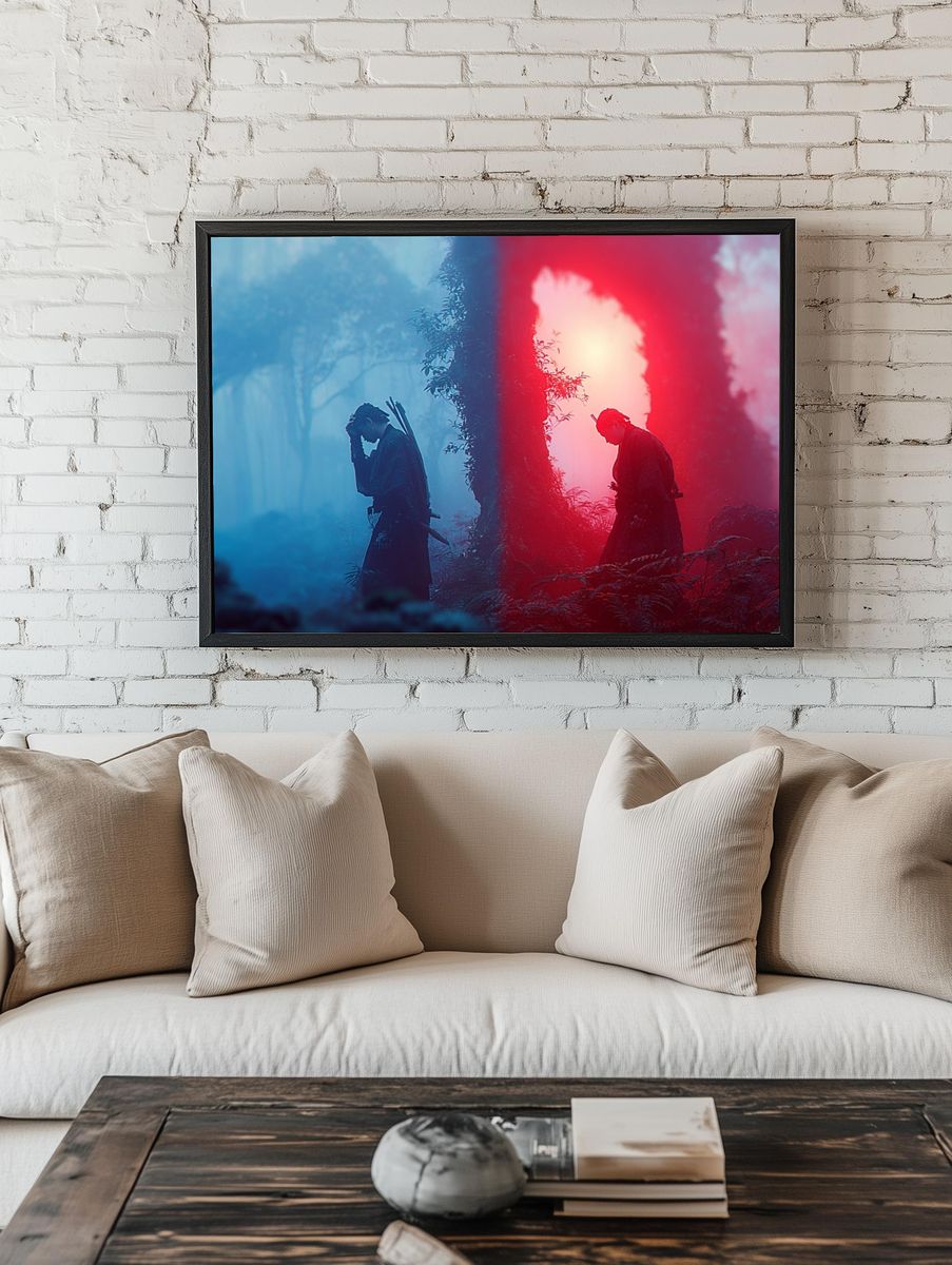 Samurai Mist Forest Print. room preview