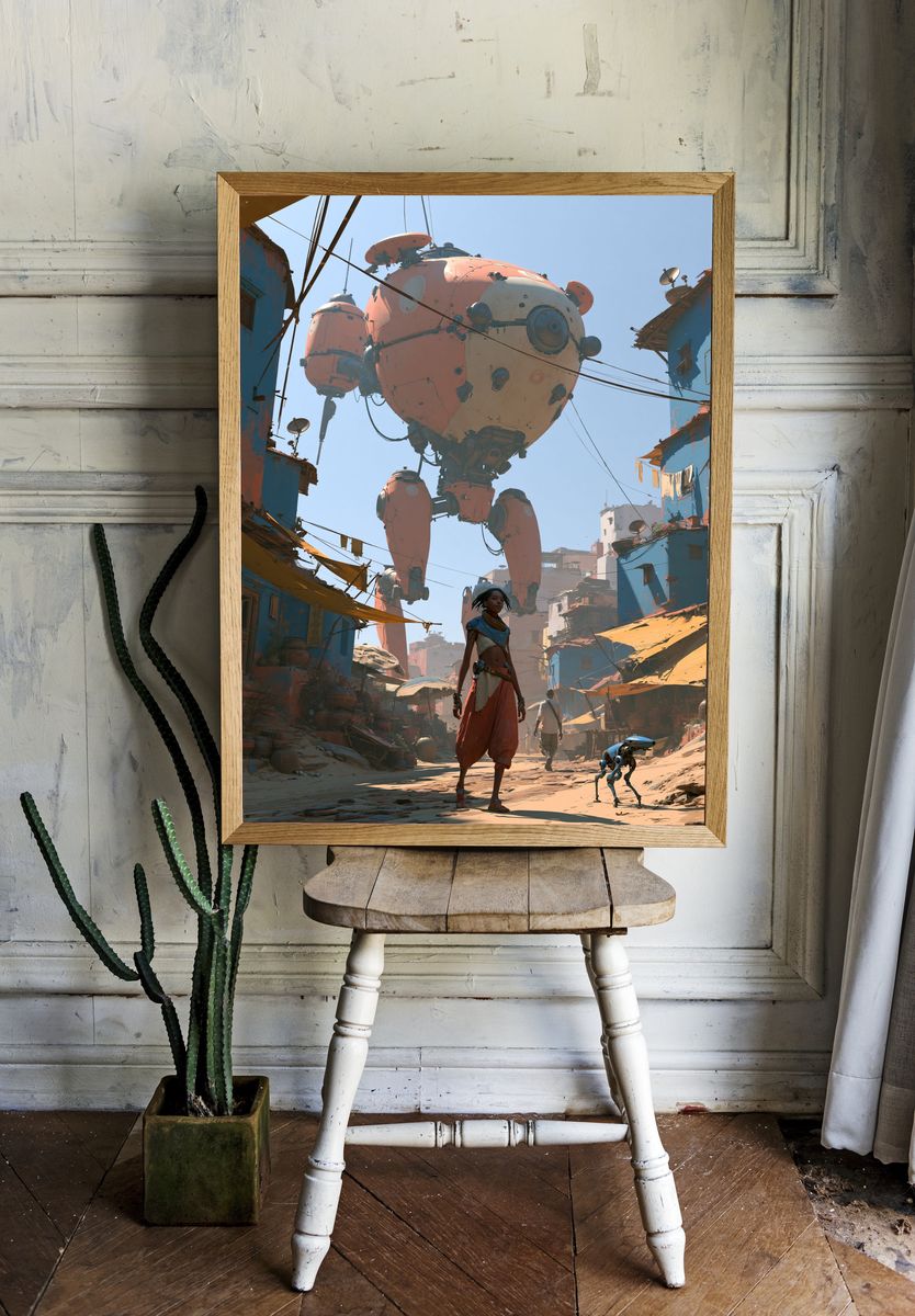 Sci-Fi Street Giant Robot Print. room preview