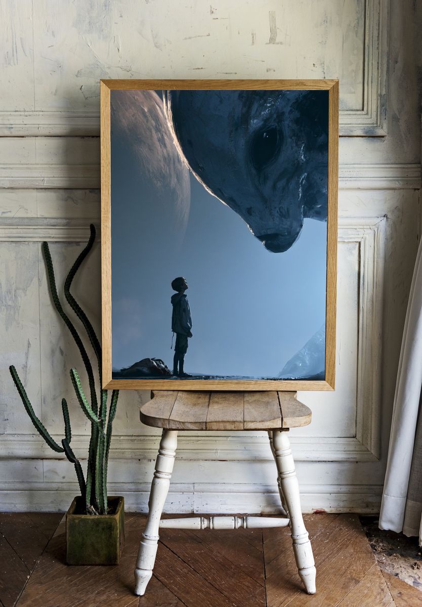 Boy and Giant Whale — Sci-Fi Print. — room view 1