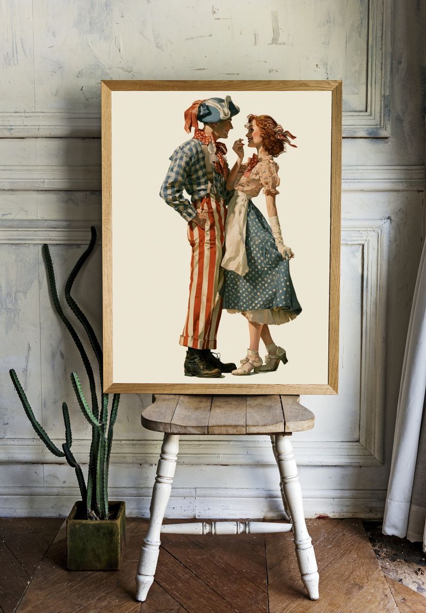 Vintage Carnival Couple Illustration Poster. room preview