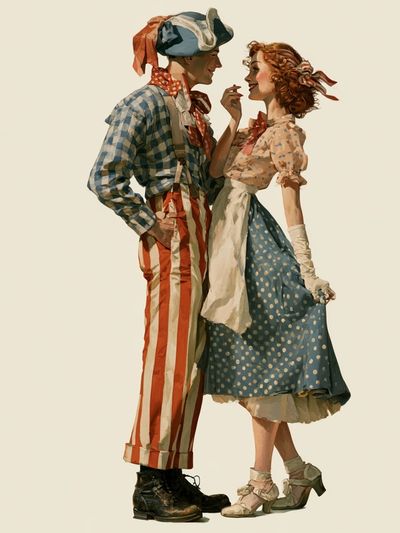 Vintage Carnival Couple Illustration Poster.