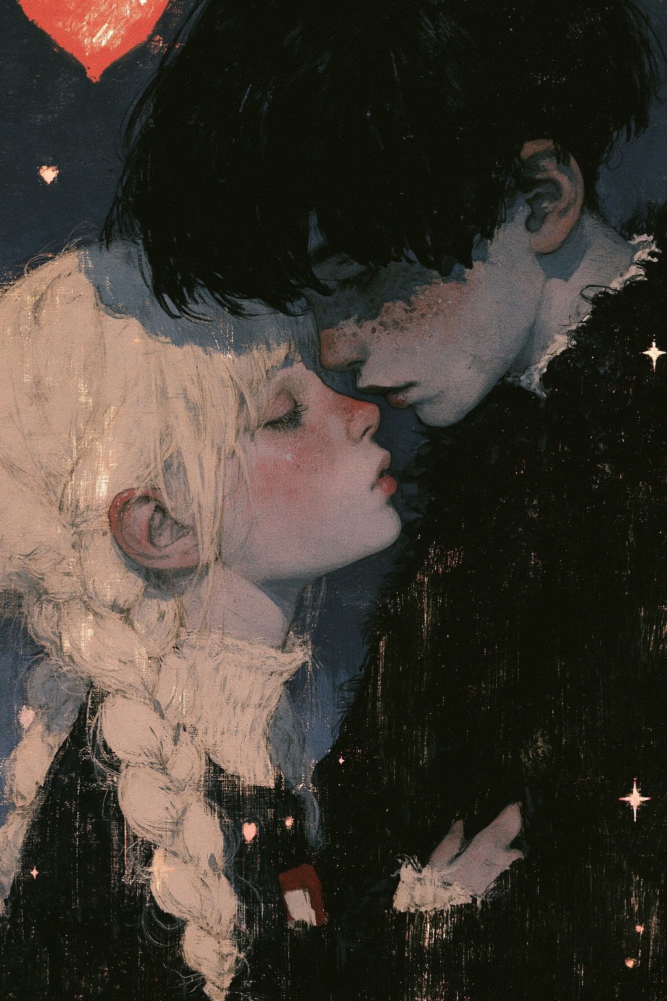 Moonlit Lovers Illustration Poster. poster — illustration art