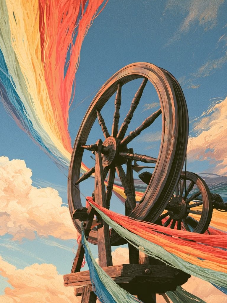 Rainbow Spinning Wheel Illustration Poster. poster detail
