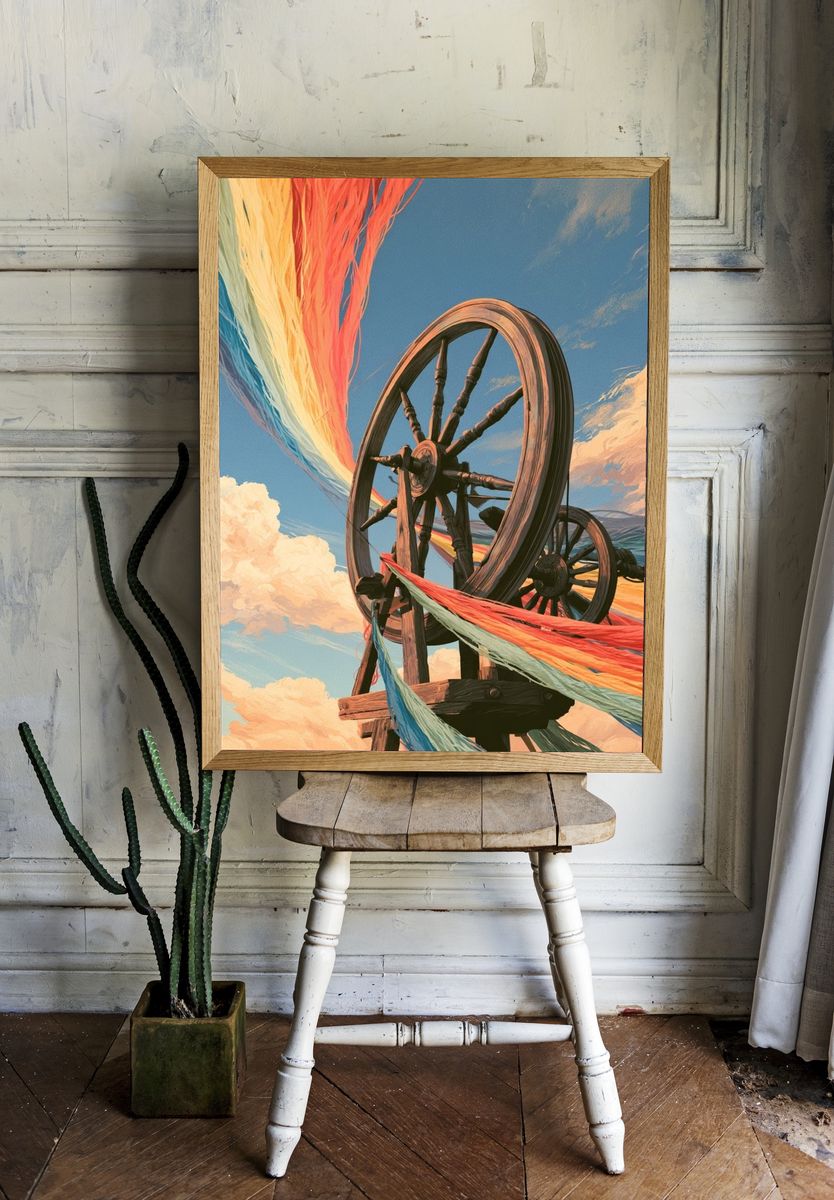 Rainbow Spinning Wheel Illustration Poster. room preview