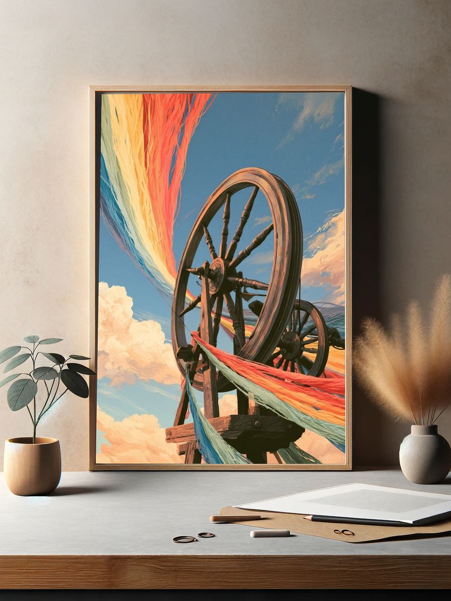 Rainbow Spinning Wheel Illustration Poster. — room view 2