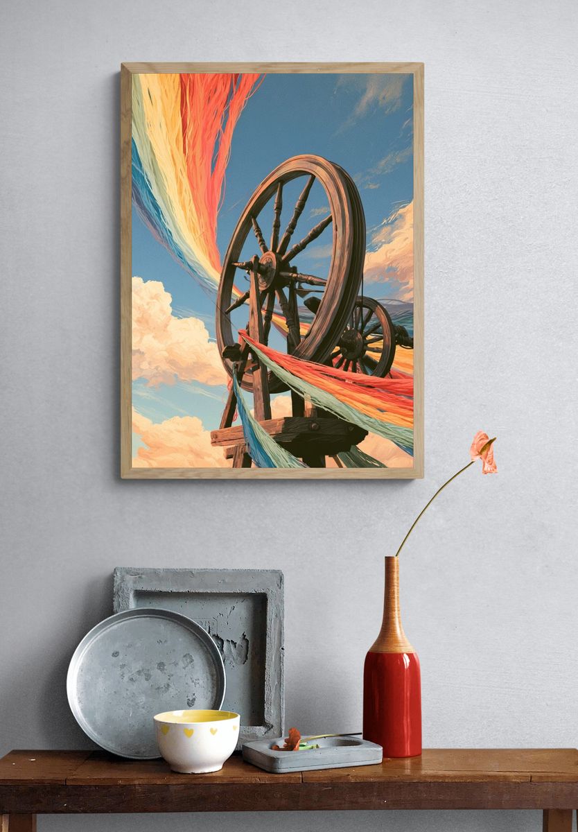 Rainbow Spinning Wheel Illustration Poster. — room view 3