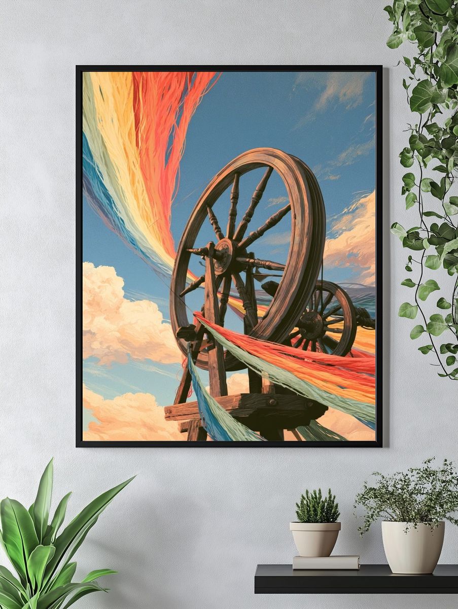 Rainbow Spinning Wheel Illustration Poster. — room view 4