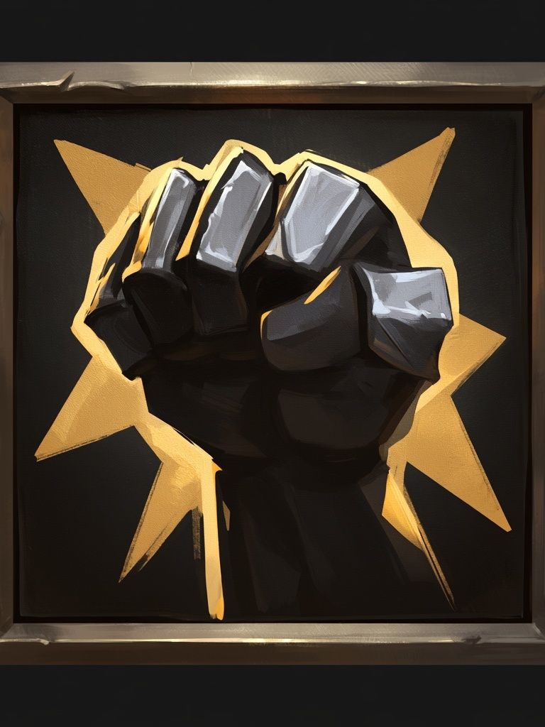 Golden Fist Burst Illustration Poster. poster detail