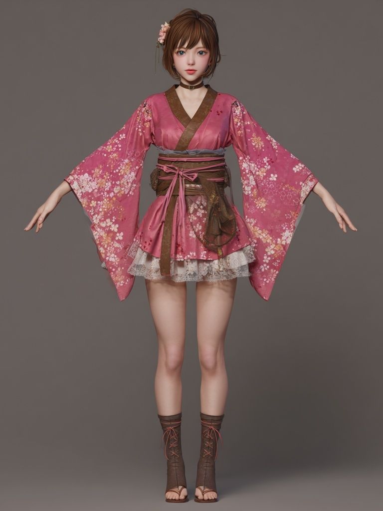 Pink Kimono Fashion Illustration Print. poster — illustration art