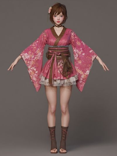 Pink Kimono Fashion Illustration Print. poster print
