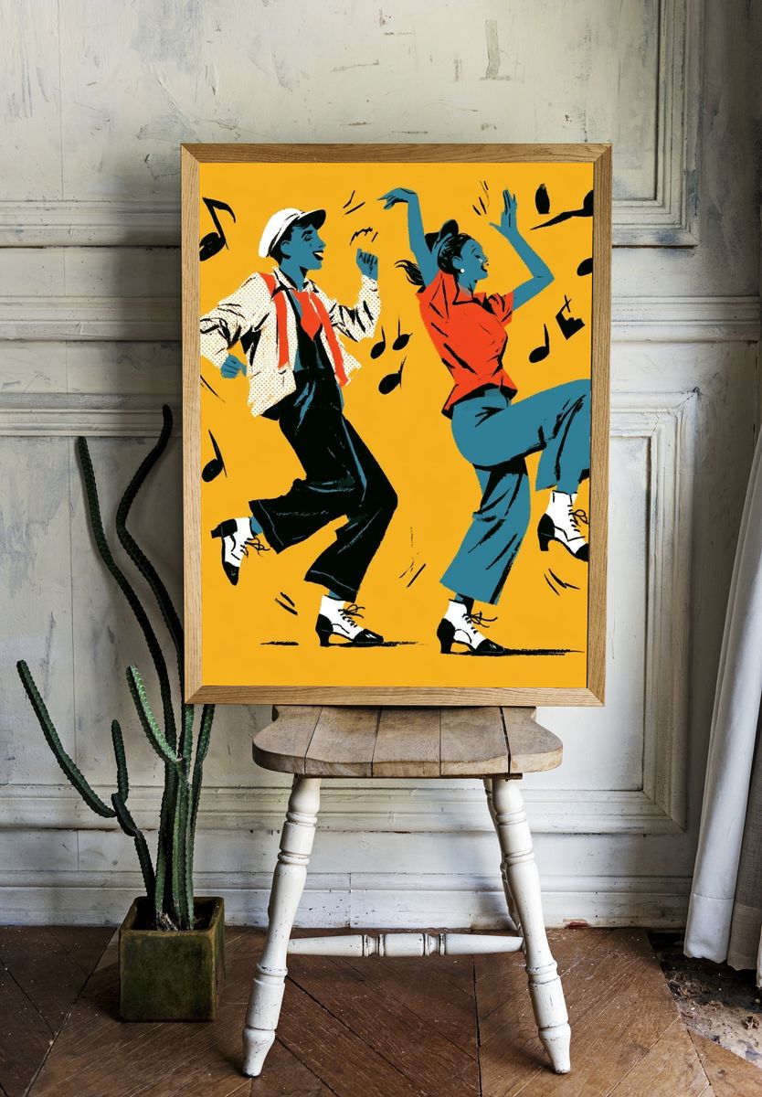 Swing Dance Illustration Poster. — room view 1