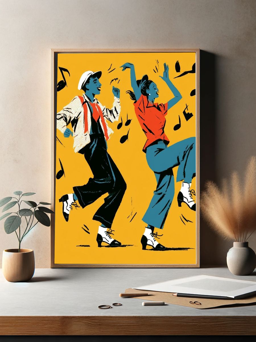 Swing Dance Illustration Poster. — room view 2