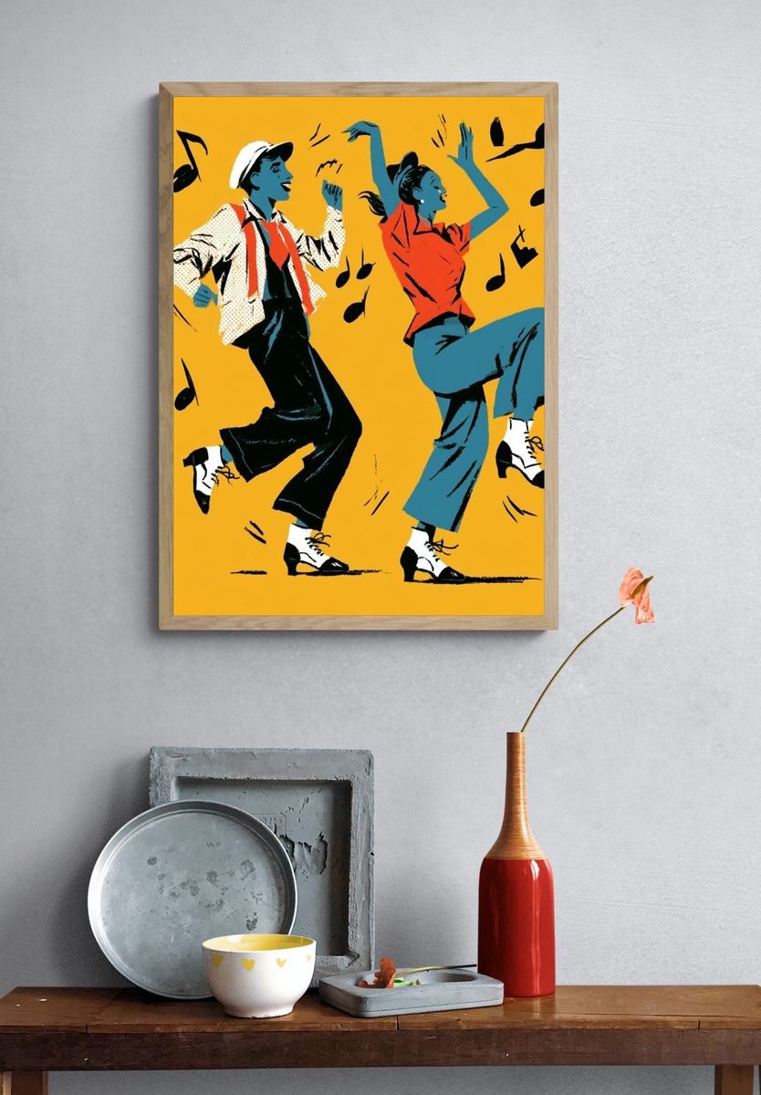 Swing Dance Illustration Poster. — room view 3