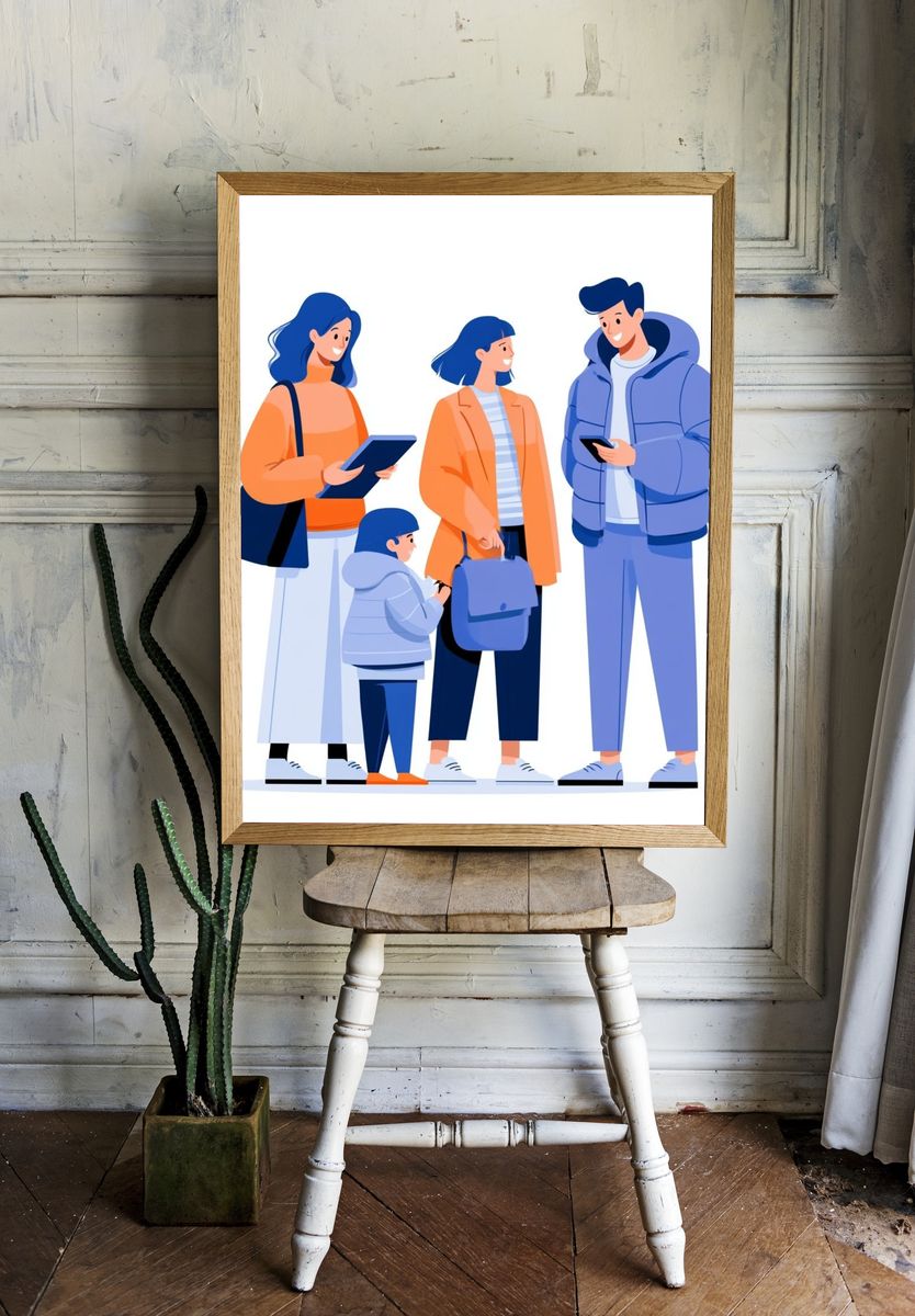 Modern Family Illustration Poster. room preview