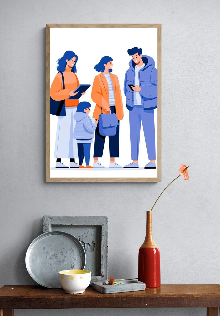 Modern Family Illustration Poster. — room view 3