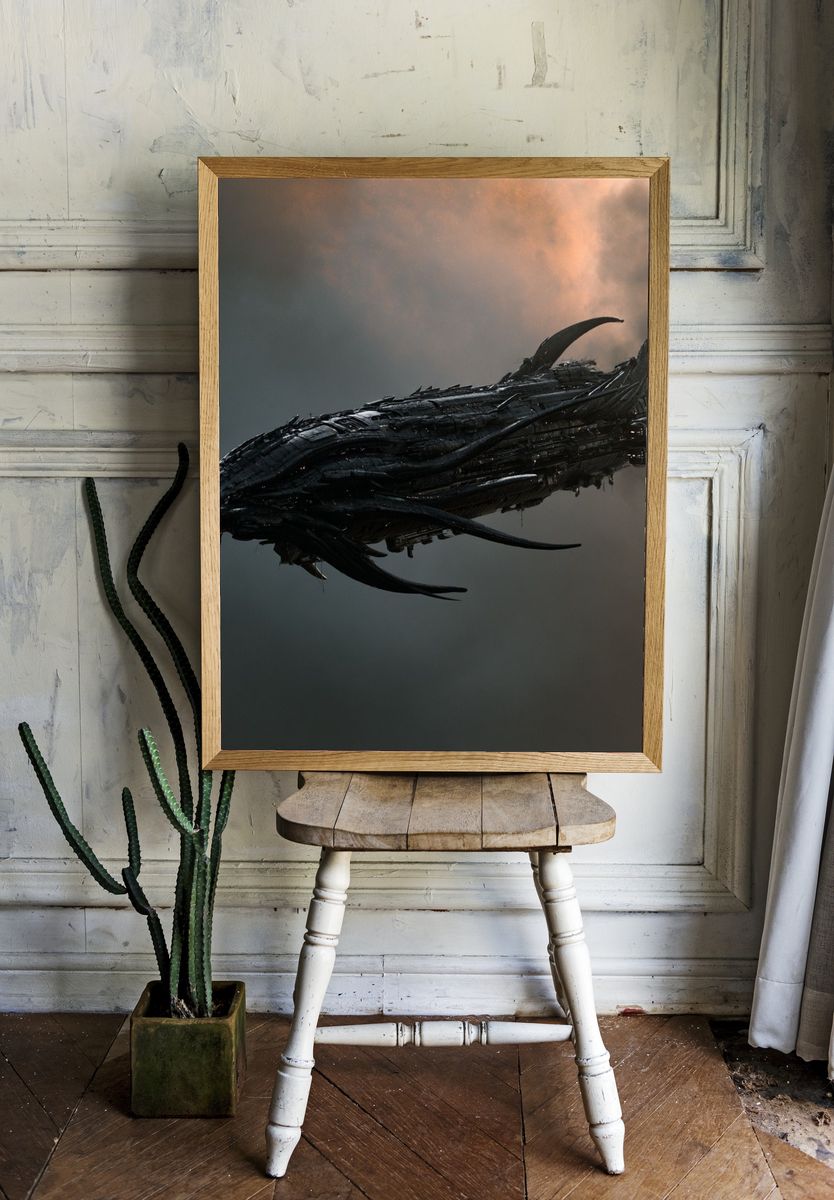 Alien Starship Sci-Fi Print. — room view 1