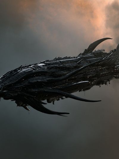Alien Starship Sci-Fi Print.