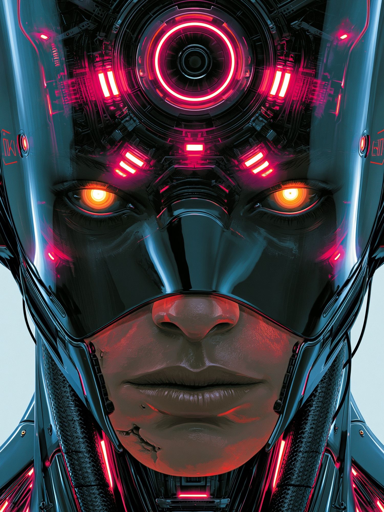 Cybernetic Face Sci-Fi Poster. poster — illustration art