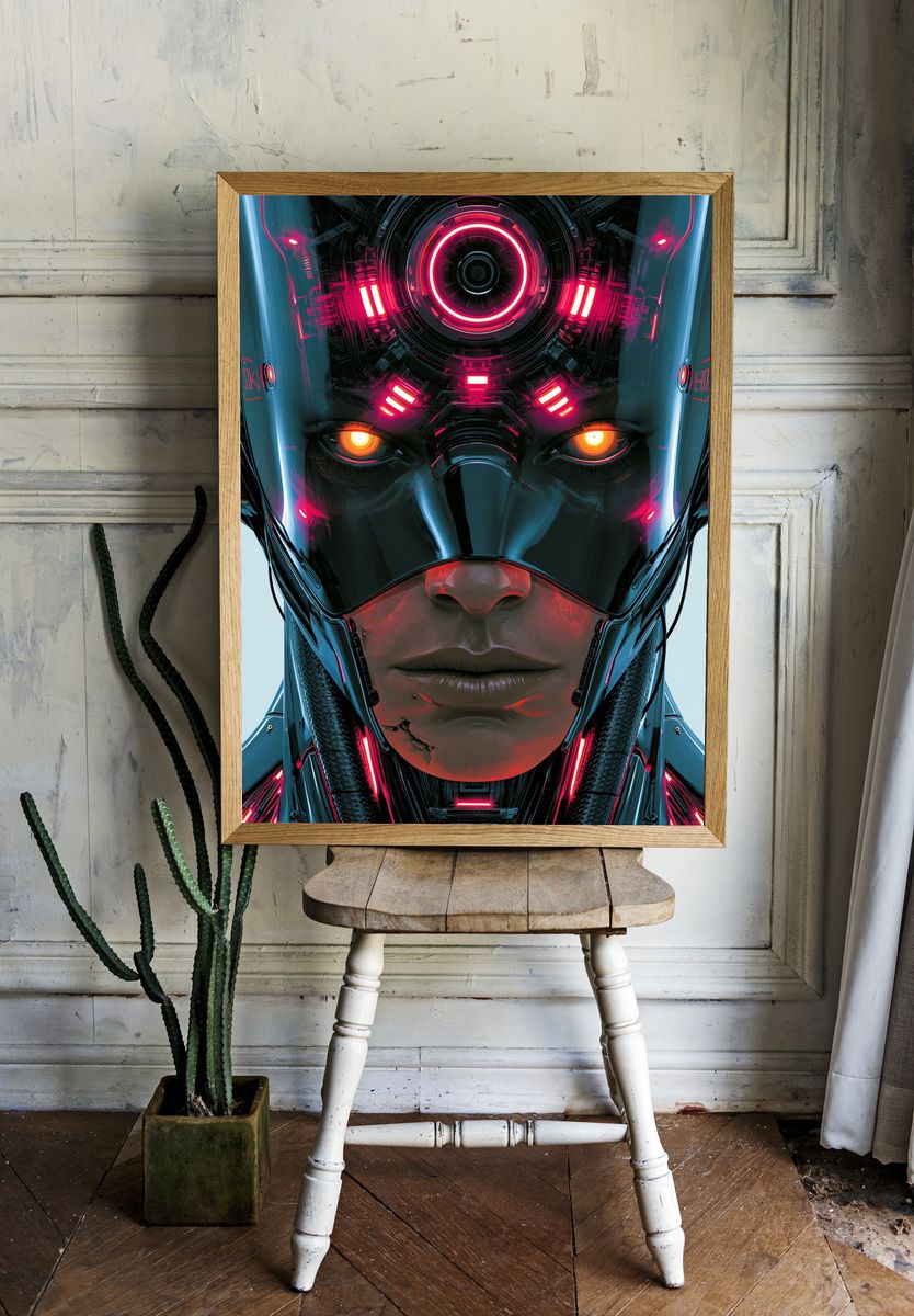 Cybernetic Face Sci-Fi Poster. — room view 1