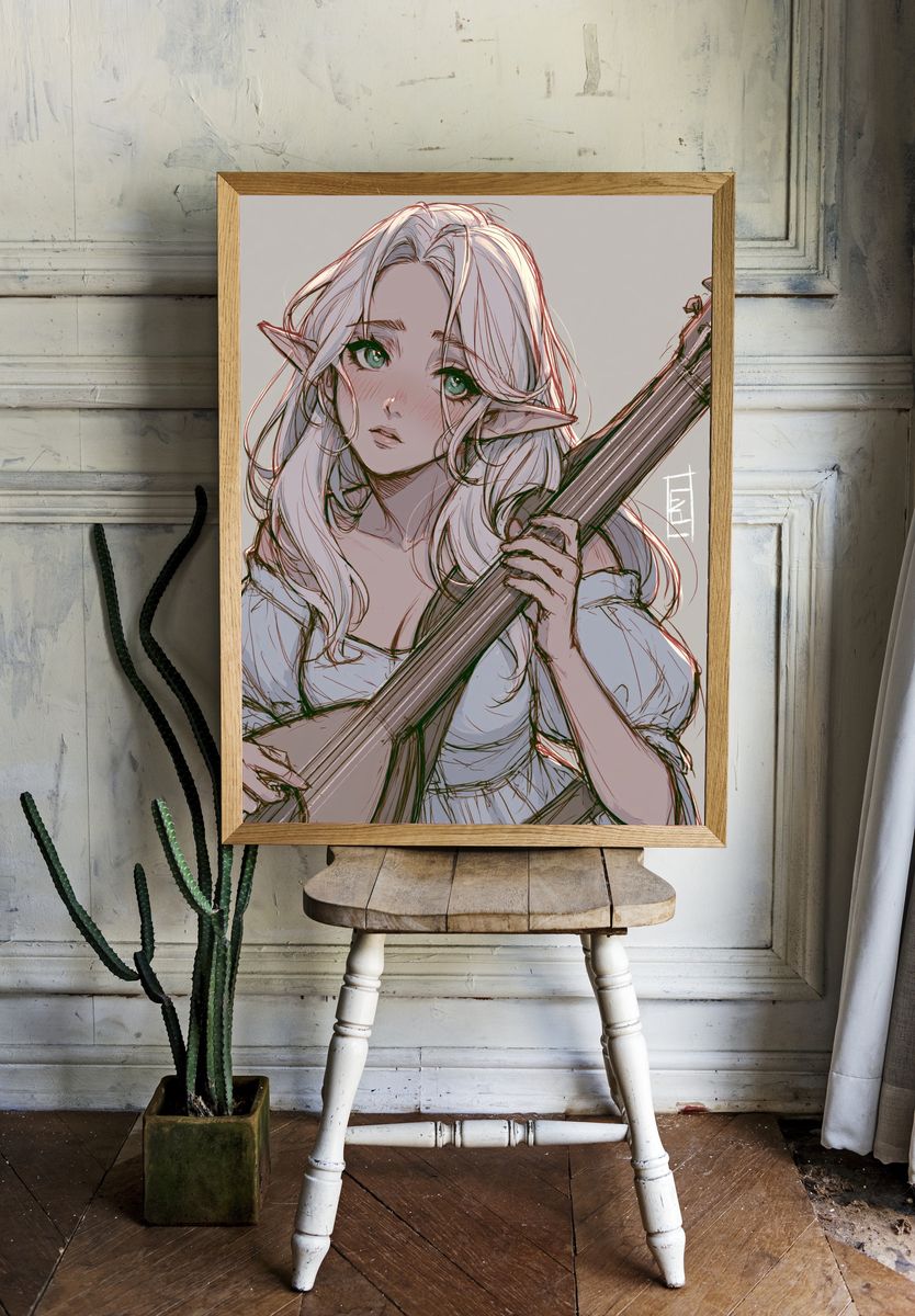 Elf Girl Portrait Illustration Poster. room preview