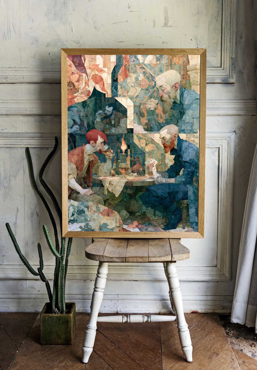 Card Players Tavern Illustration Poster. room preview