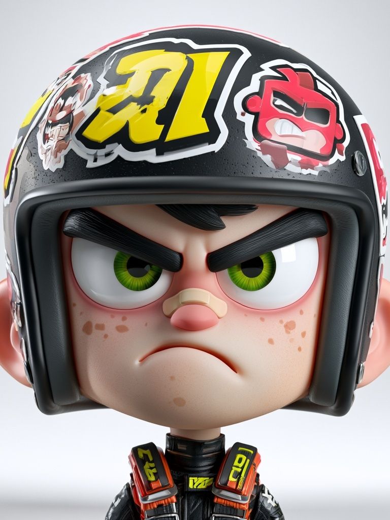 Angry Racer Character Illustration Poster.