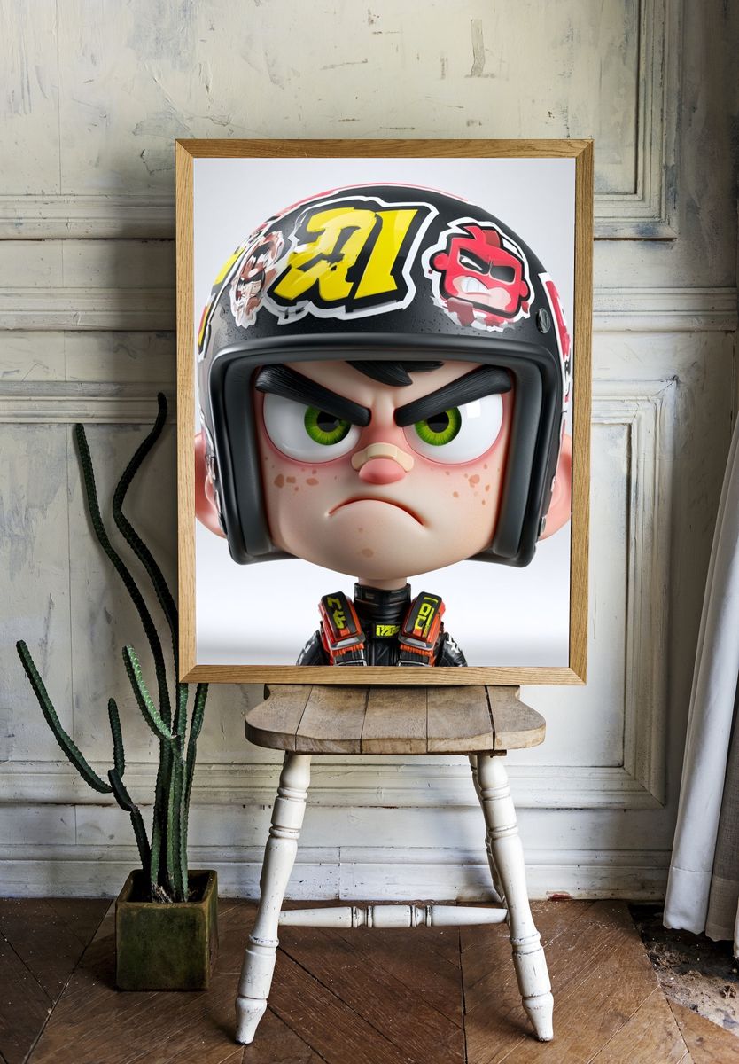 Angry Racer Character Illustration Poster. — room view 1