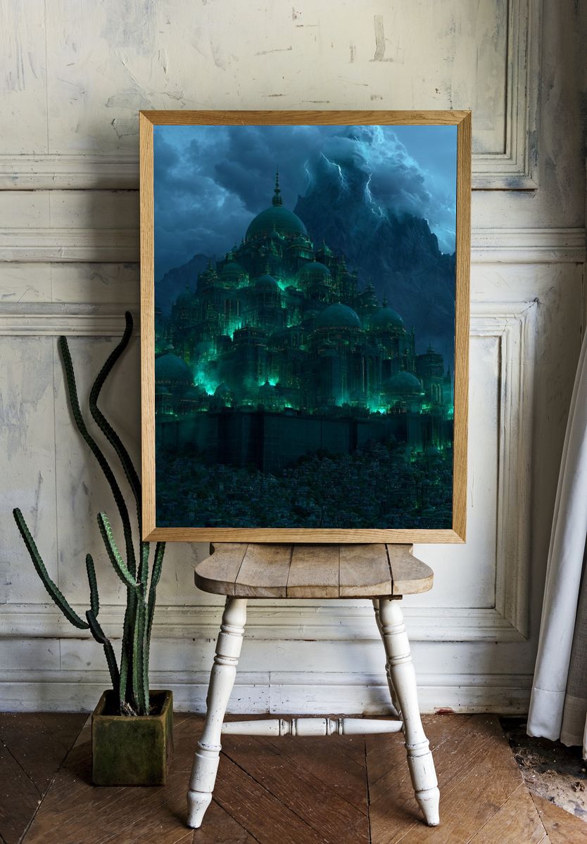 Stormlit Citadel Fantasy Print. — room view 1