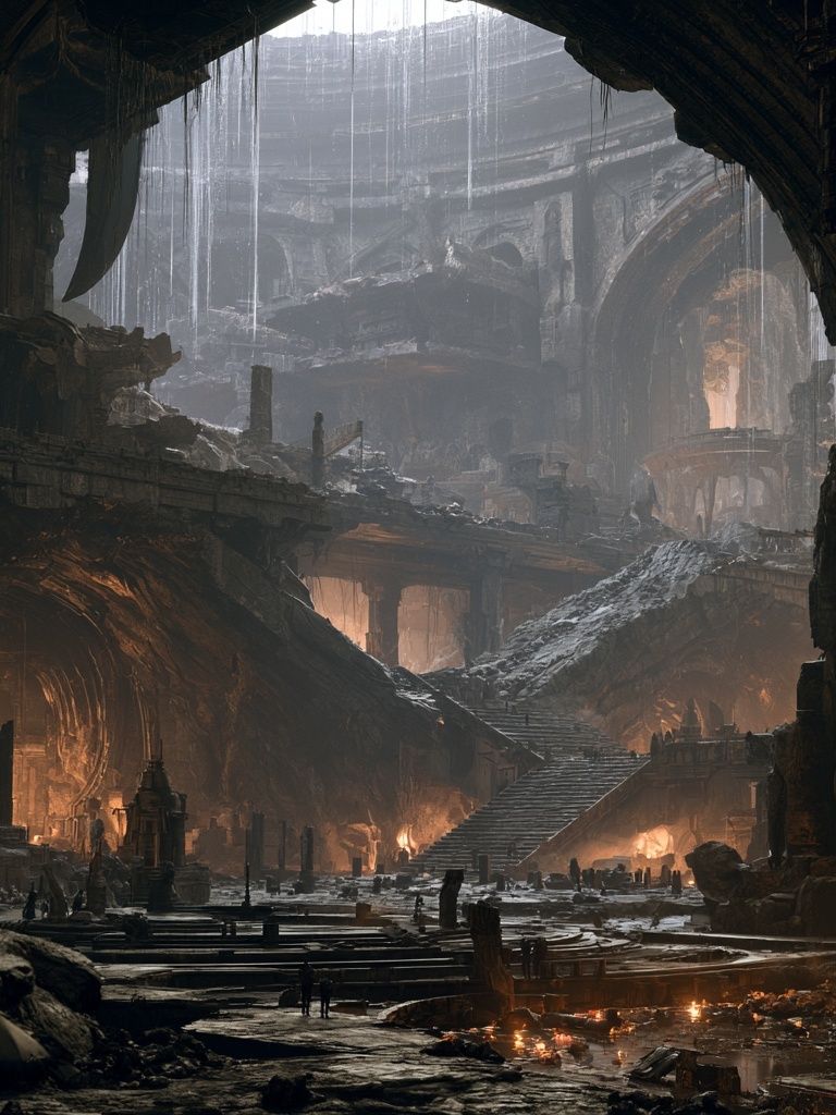 Ancient Cavern Ruins Fantasy Print. poster detail