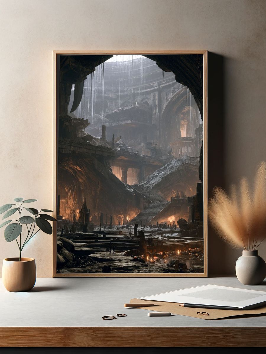 Ancient Cavern Ruins Fantasy Print. — room view 2
