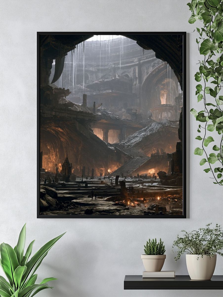 Ancient Cavern Ruins Fantasy Print. — room view 4