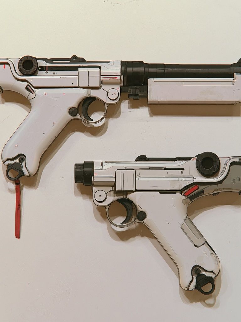 Sci-Fi Blaster Pair Illustration Poster. poster — illustration art