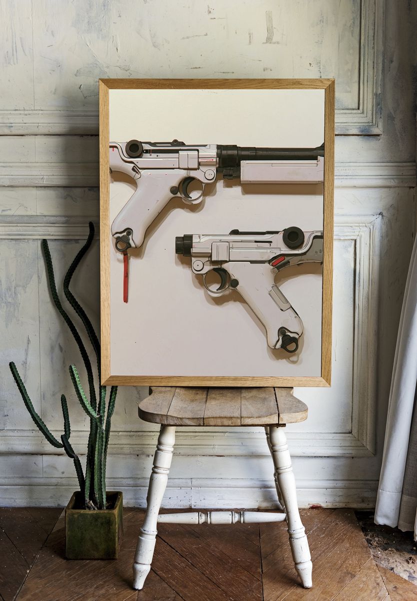 Sci-Fi Blaster Pair Illustration Poster. — room view 1