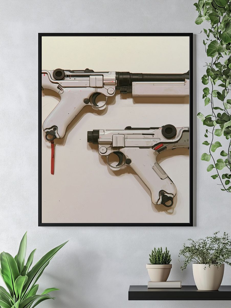Sci-Fi Blaster Pair Illustration Poster. — room view 4