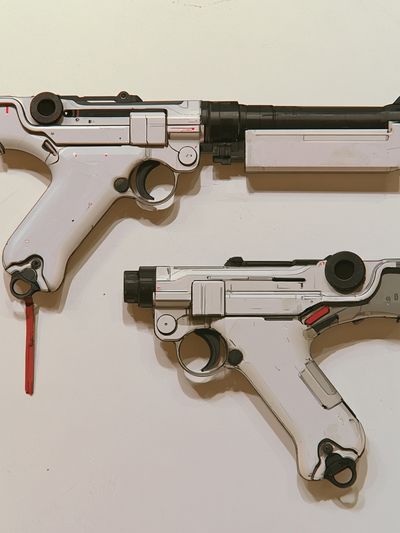 Sci-Fi Blaster Pair Illustration Poster. poster