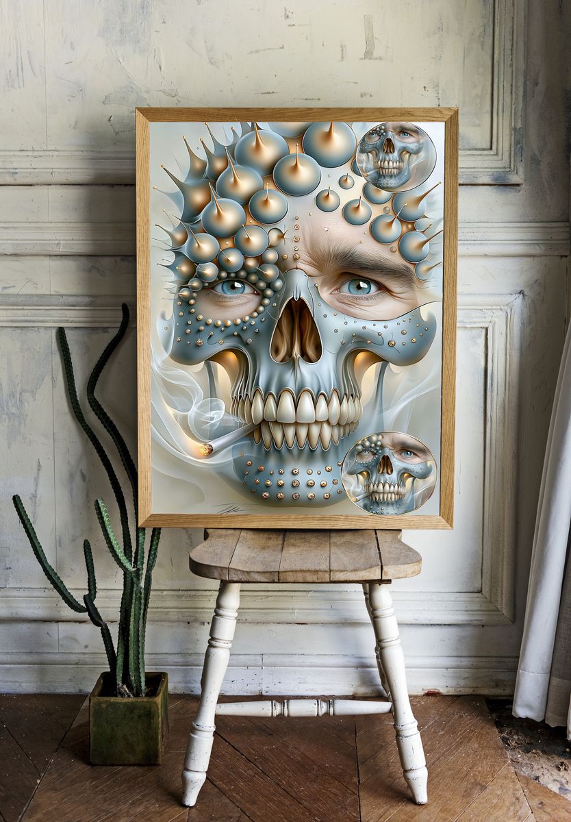 Surreal Skull Portrait Poster. room preview