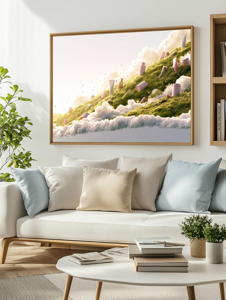 Floating Beauty Hills Illustration Poster. — room view 2