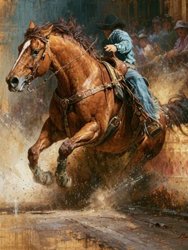 Cowboy Horse Ride Illustration Poster. poster detail