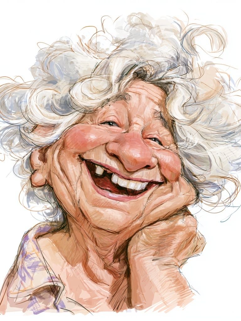 Smiling Elderly Woman Portrait Print. poster detail