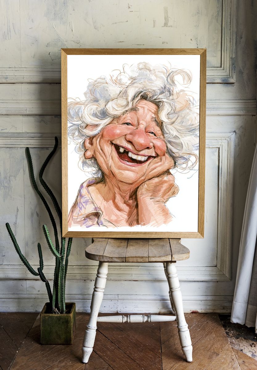 Smiling Elderly Woman Portrait Print. — room view 1