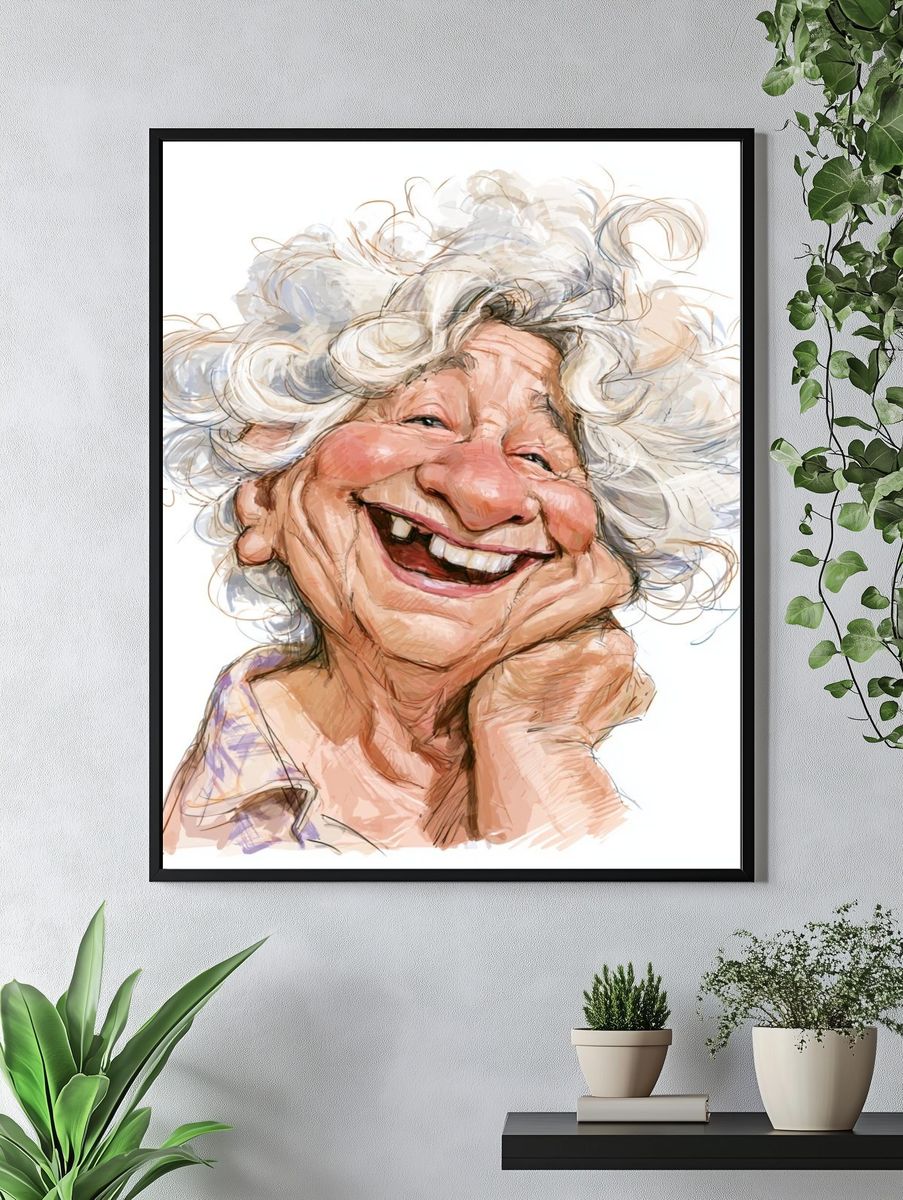 Smiling Elderly Woman Portrait Print. — room view 4