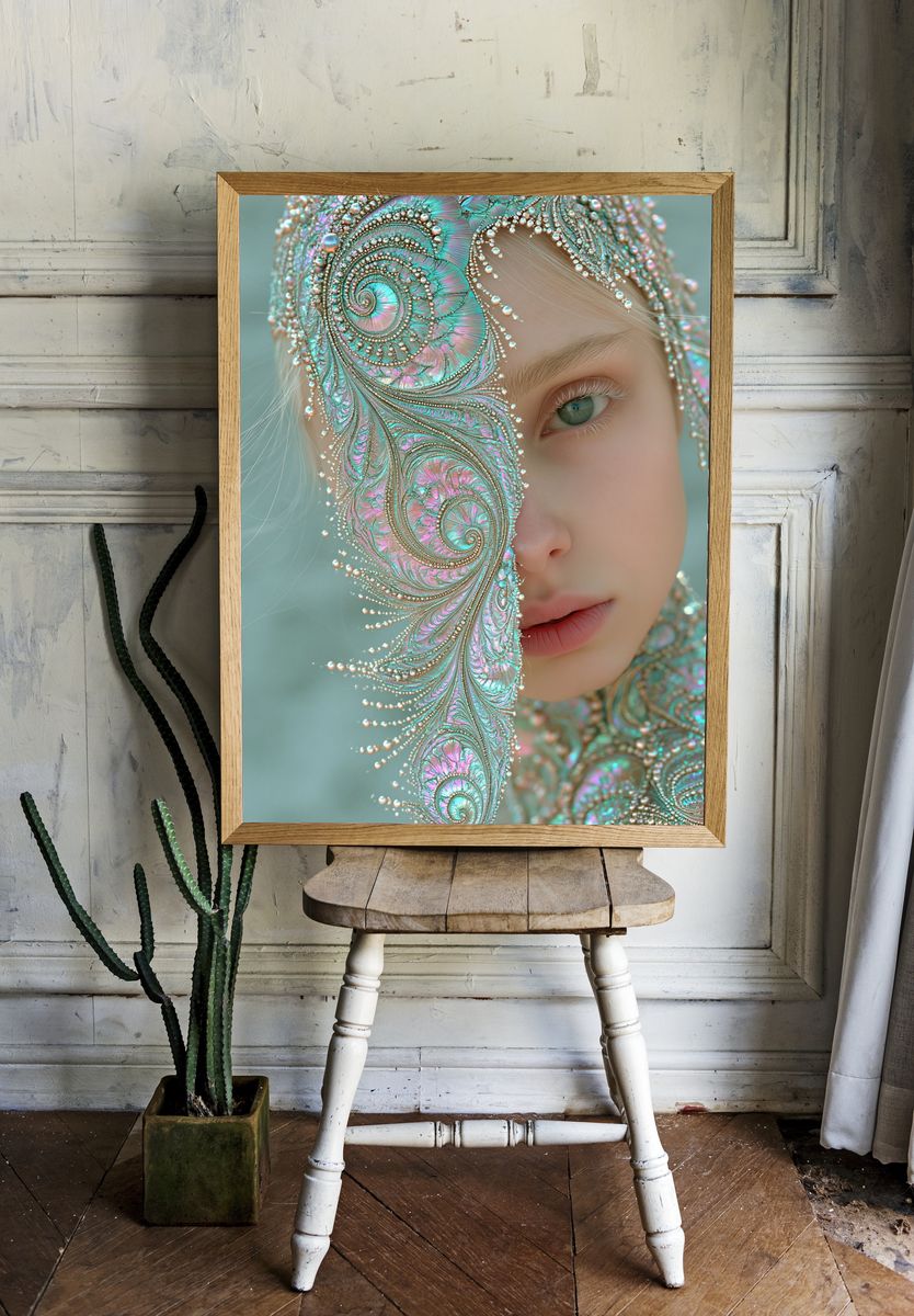 Iridescent Portrait Illustration Poster. room preview