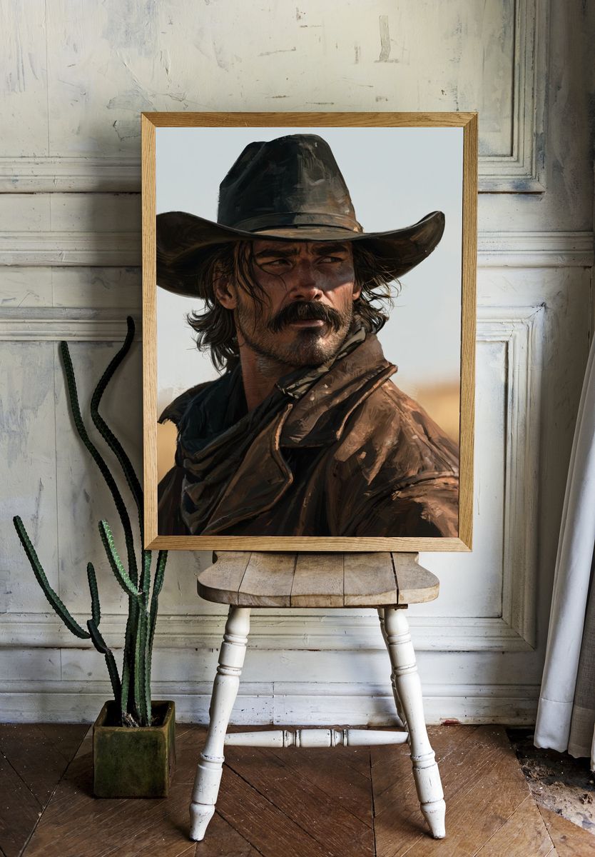 Cowboy Portrait — Western Print. — room view 1