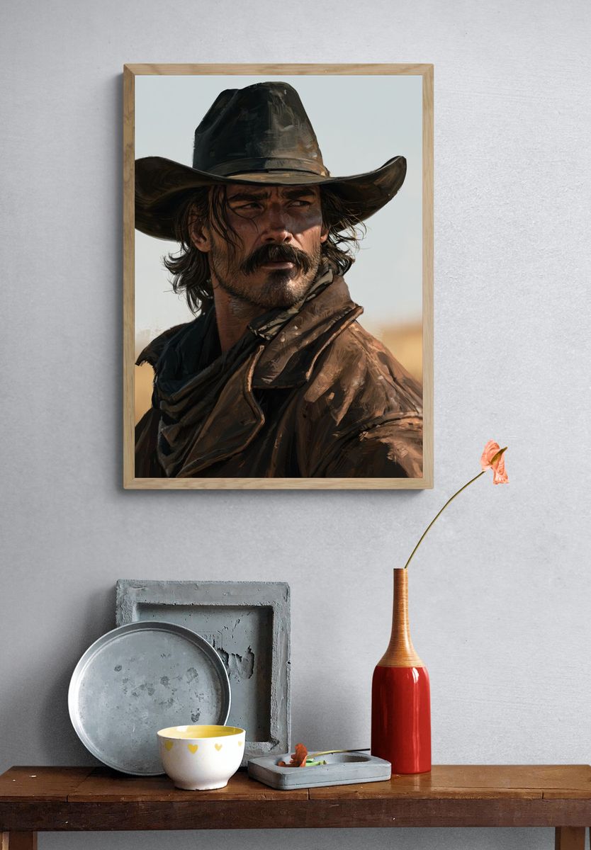 Cowboy Portrait — Western Print. — room view 3