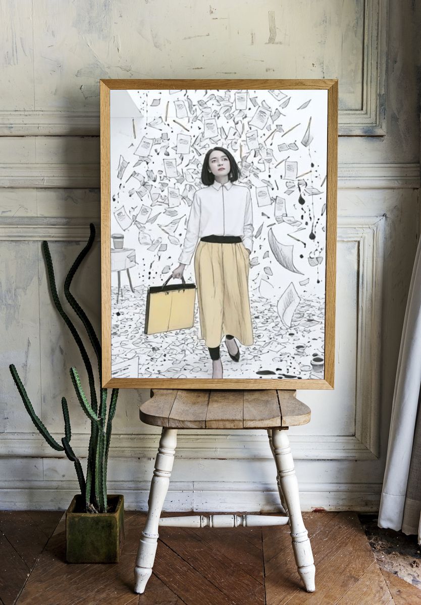 Floating Papers Fashion Illustration Poster. room preview