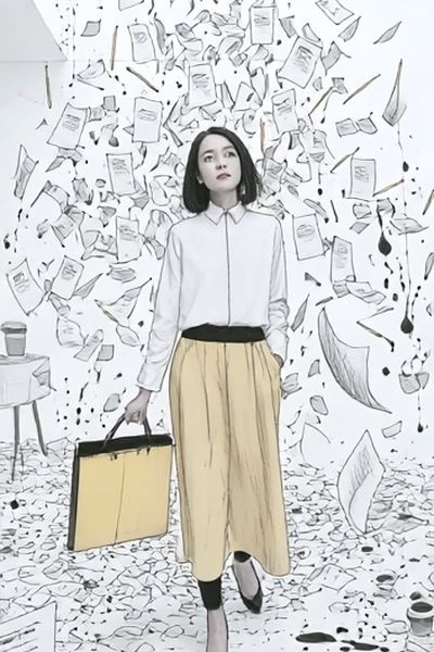 Floating Papers Fashion Illustration Poster.